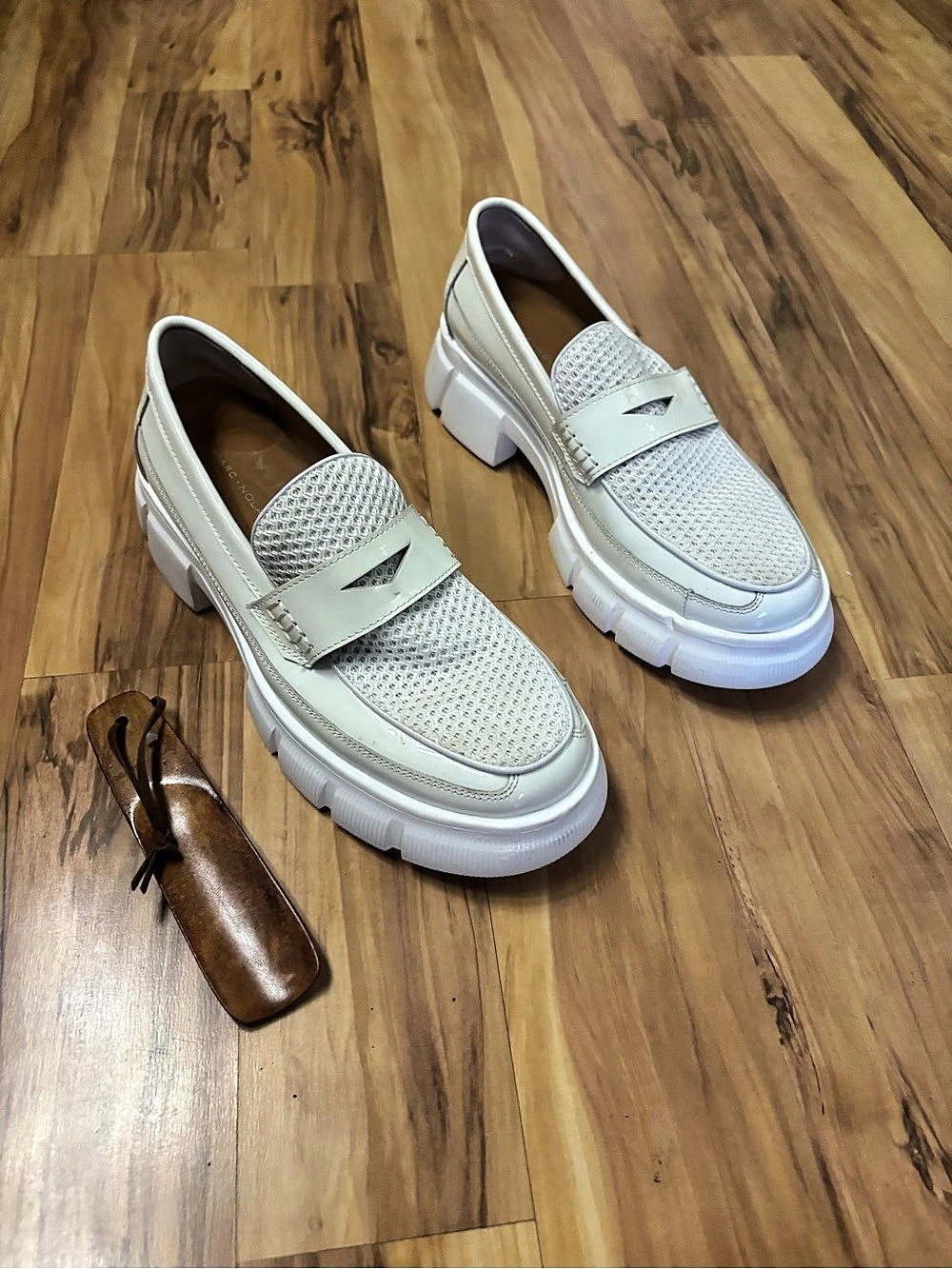 Marc Nolan Calum Mesh Penny Loafer White Platform Sneakers